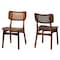 Baxton Studio Tafari Mid-Century Modern Walnut Brown Finished Wood and Rattan 2-Piece Dining Chair Set 239-2PC-13414-ZORO - alternate 1